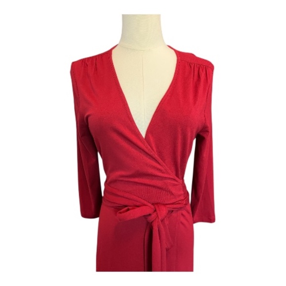 ❤️✨ EUC BANANA REPUBLIC Red Sunset V-Neck Wrap Dress | Sz S - Picture 2 of 7